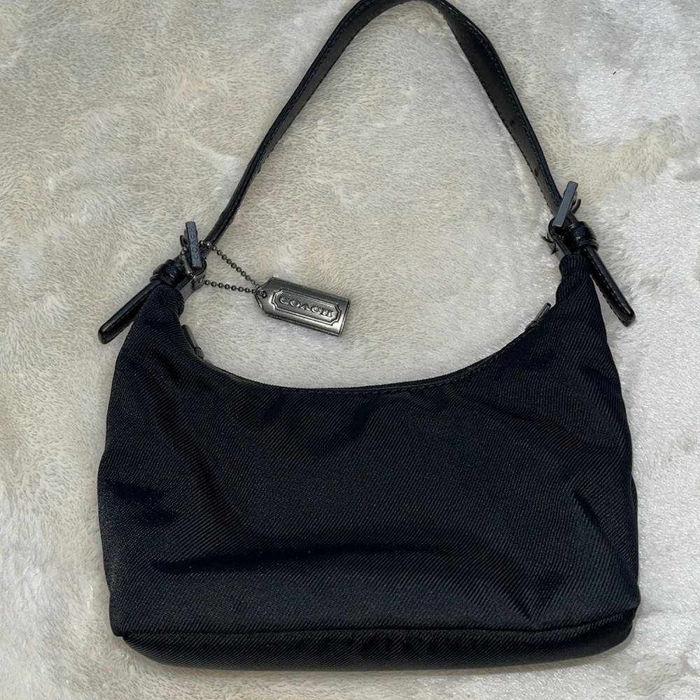 Coach Twill And Leather Shoulder Bag 7428 Small Hobo Bag